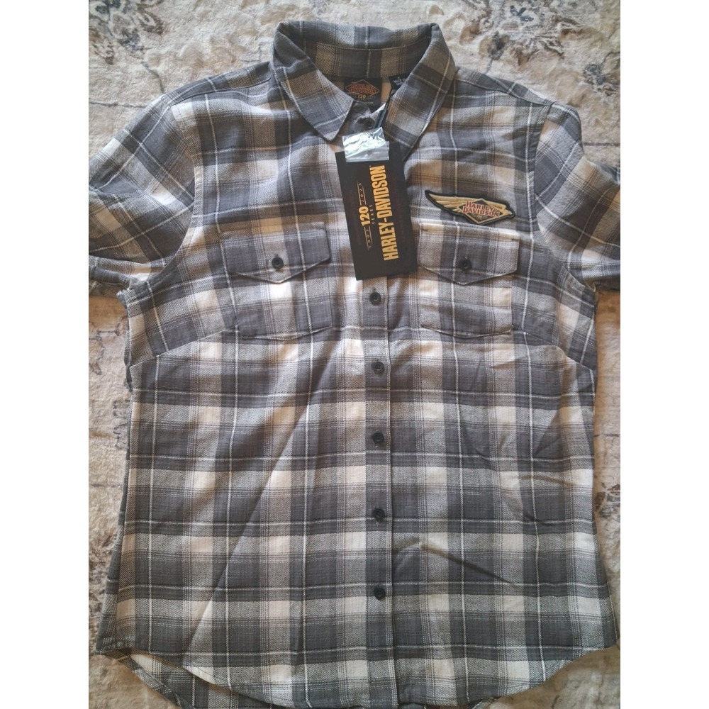 Harley-Davidson 120th Anniversary Retro Flannel Button Up Top - Women's Small